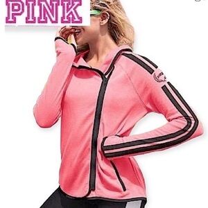 Victoria's Secret Hot Pink Hoodie Sweatshirt Asymmetrical Zipper
